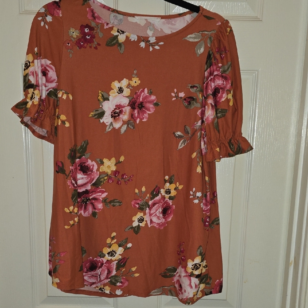 Reborn J The Plus Floral Women's Top -‎ Orange and Pink